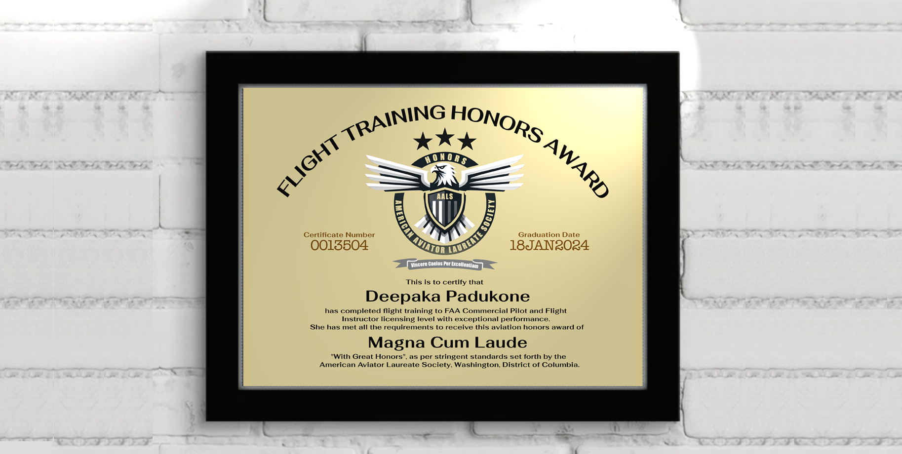 Aviation Magna Cum Laude Award